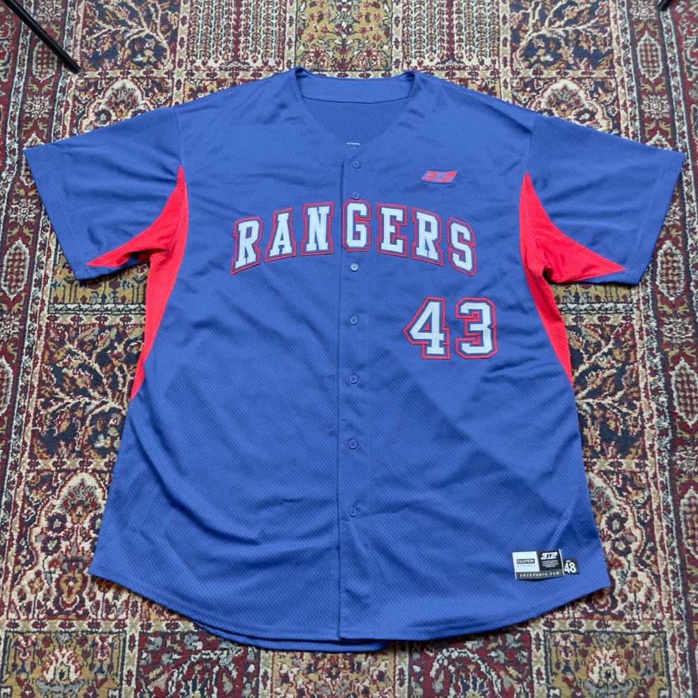 3N2 Texas Rangers Hockey Jersey Custom‎ Mom 43 Blue Red Size 48 stitched #43